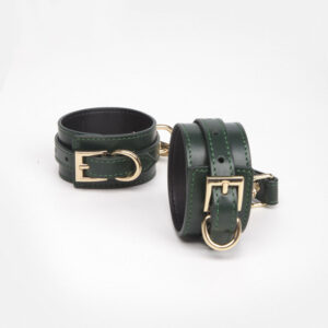 Green Leather Handcuffs "Hera"