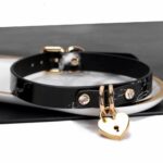 Leather Restraint Collar and Leash With Heart Padlock (4)